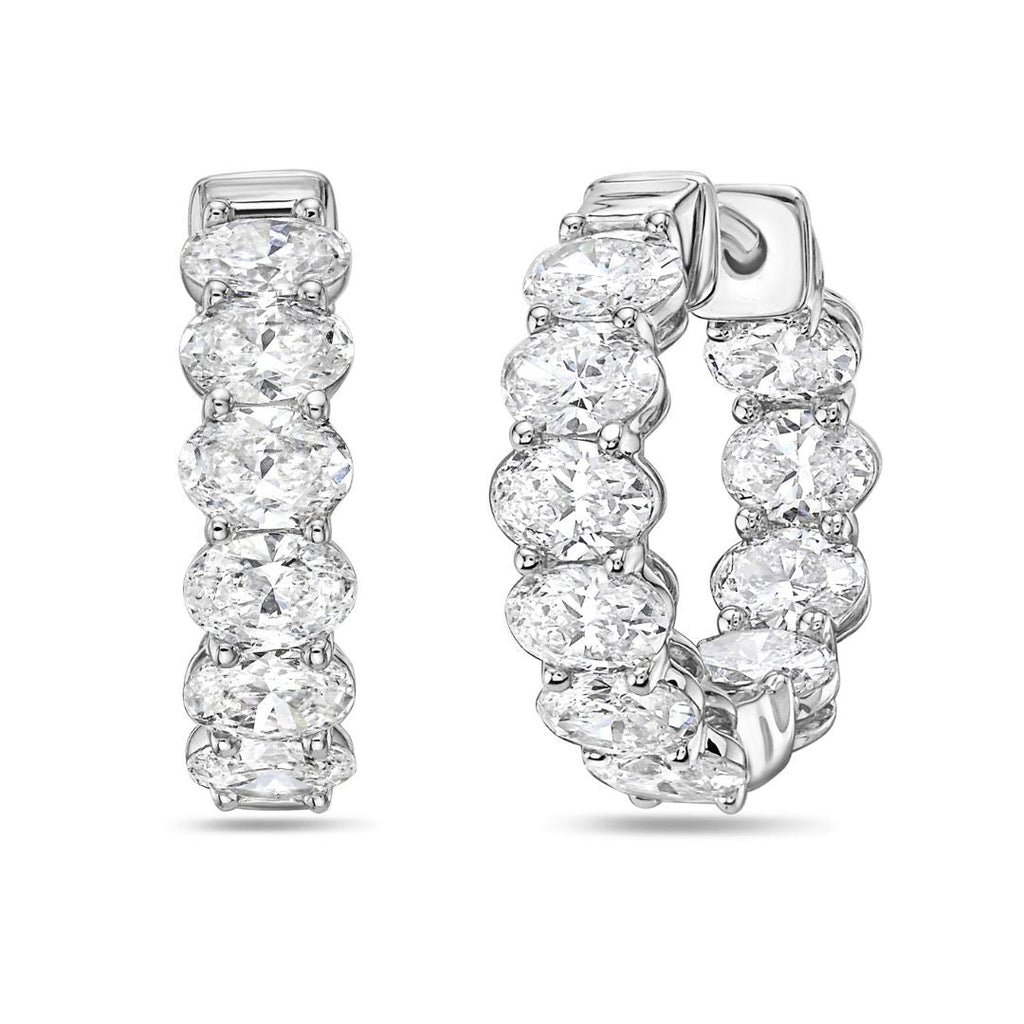 Lab Grown Oval Diamond Hoop Earrings - 0.75"