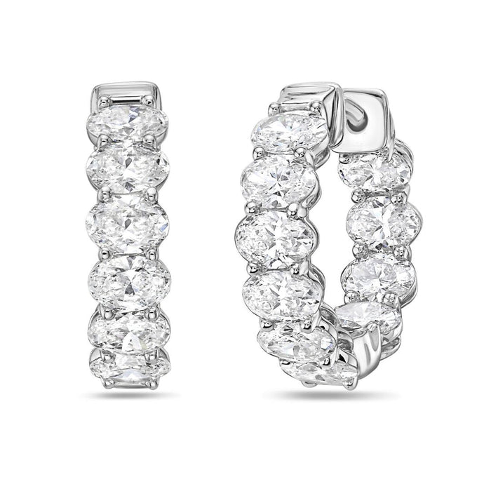 Lab Grown Oval Diamond Hoop Earrings - 0.75