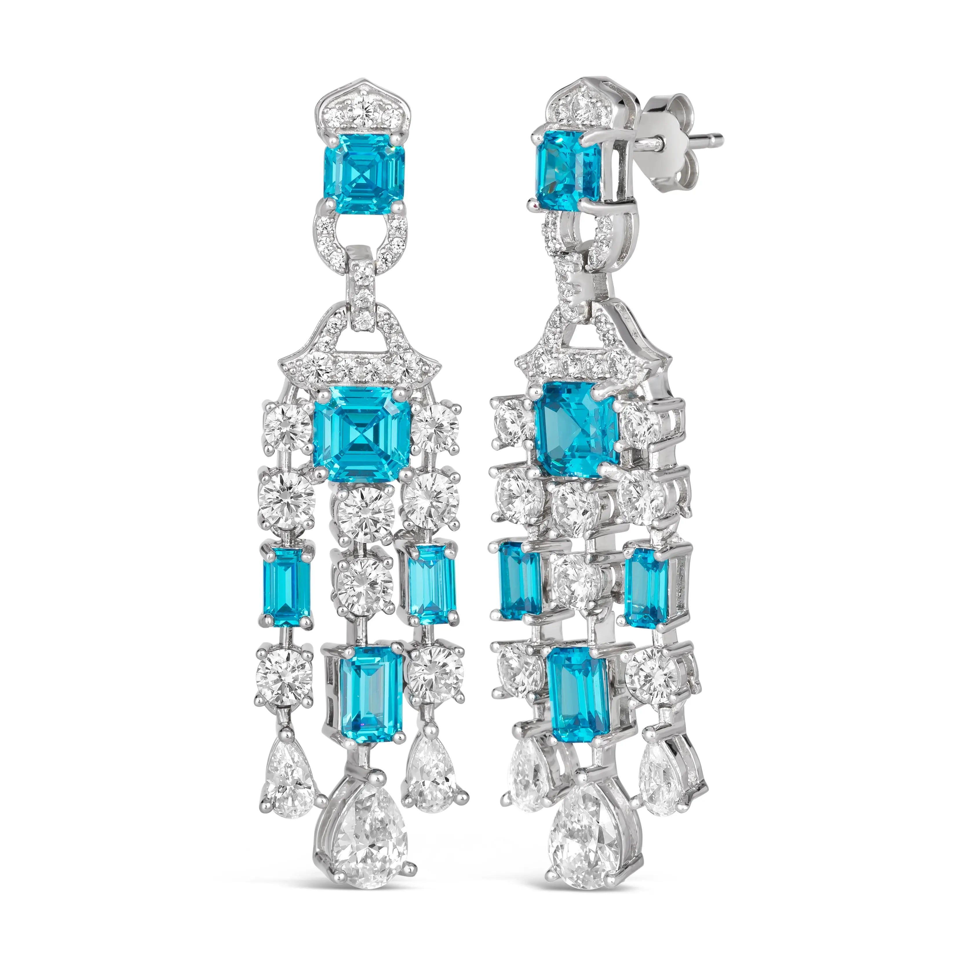 Red Carpet Worthy Chandelier Earrings Aquamarine