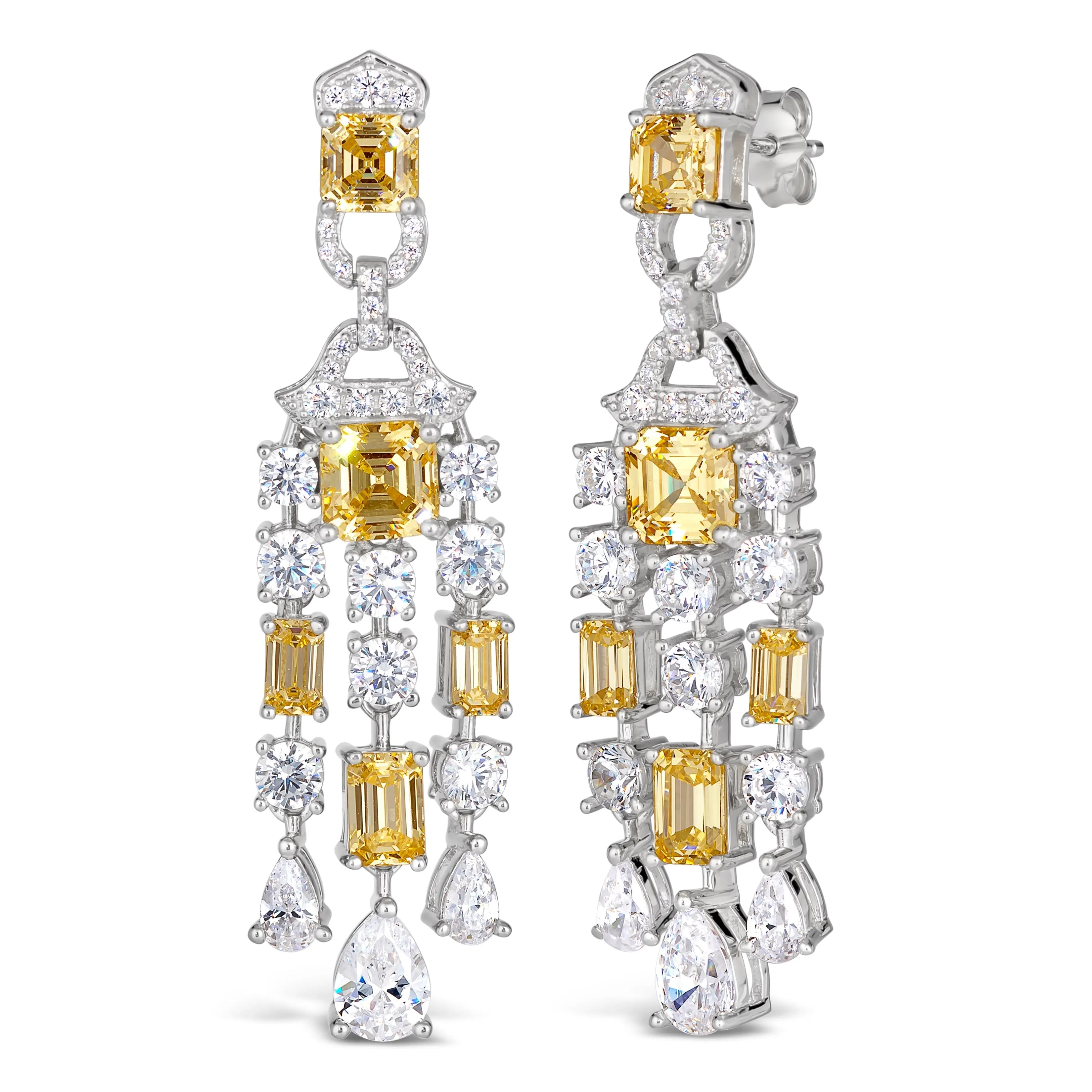 Red Carpet Worthy Chandelier Earrings Canary in Yellow