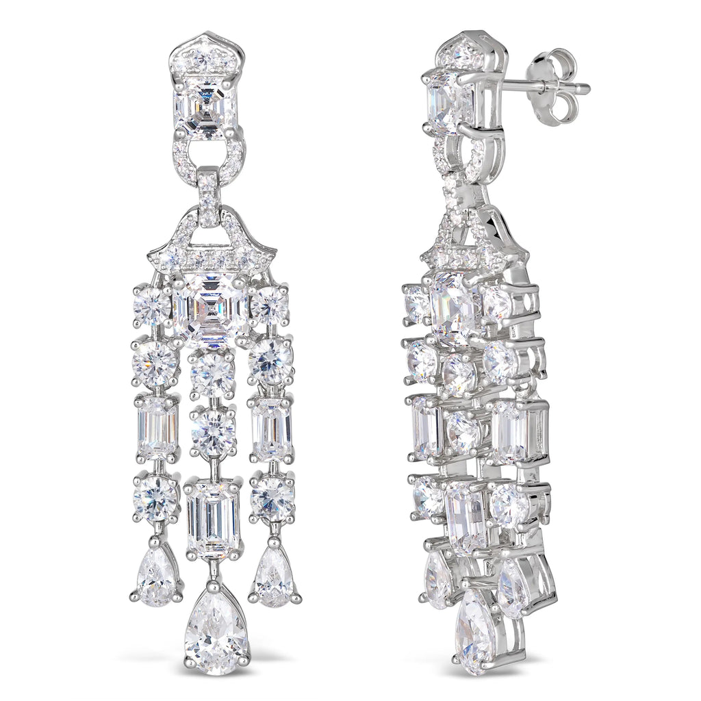 Red Carpet Worthy Chandelier Earrings White Diamond Crystalline