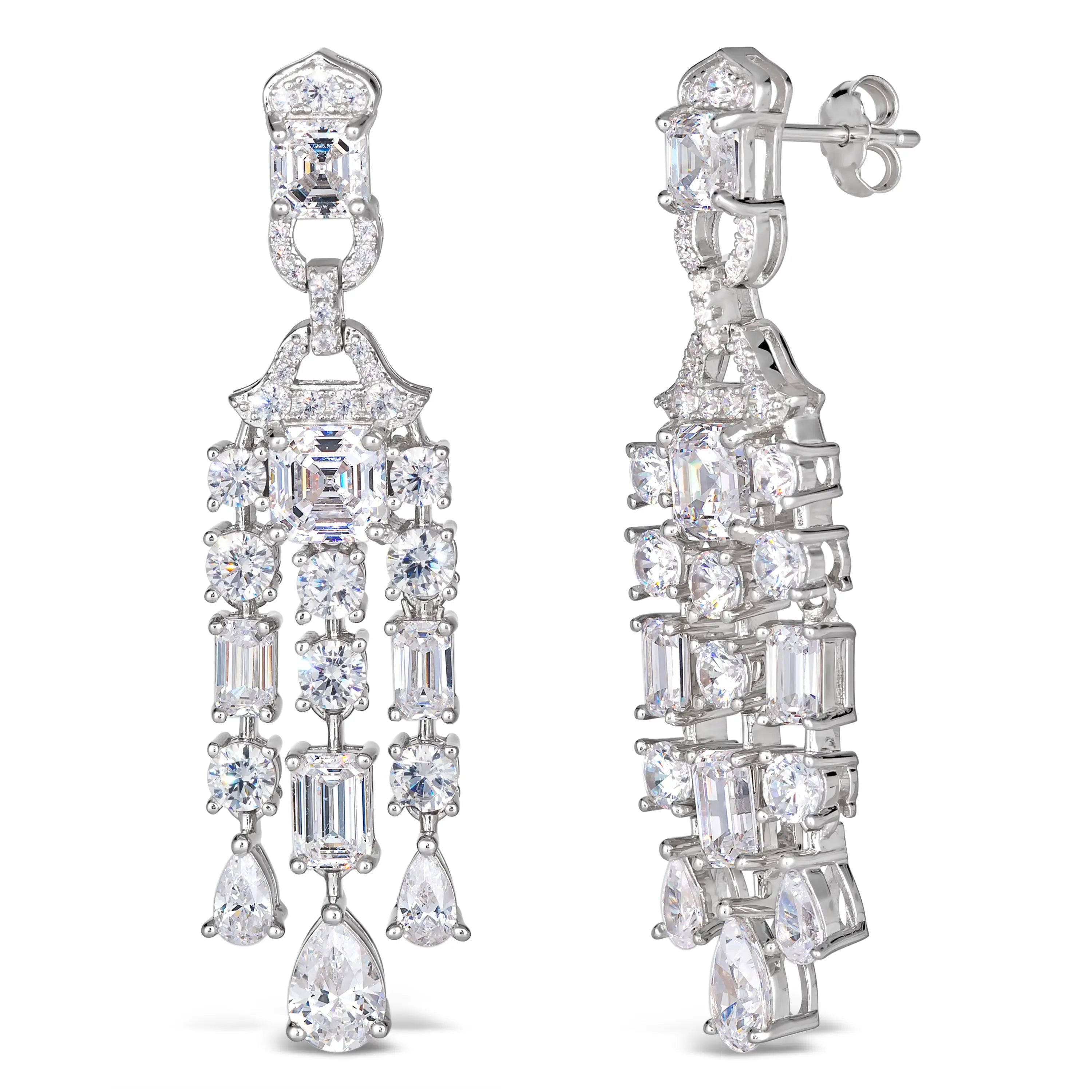 Red Carpet Worthy Chandelier Earrings White Diamond Crystalline