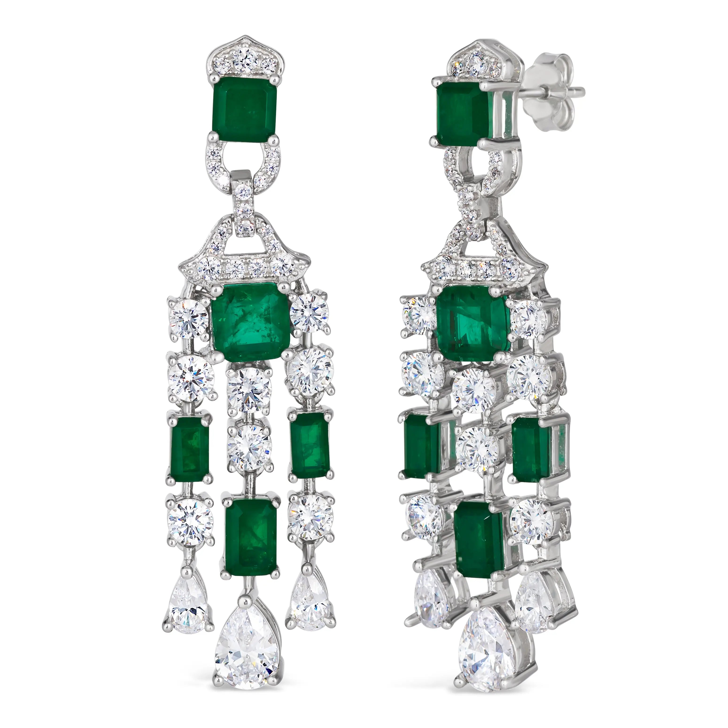 Red Carpet Worthy Chandelier Earrings by Kathy Hilton in Emerald