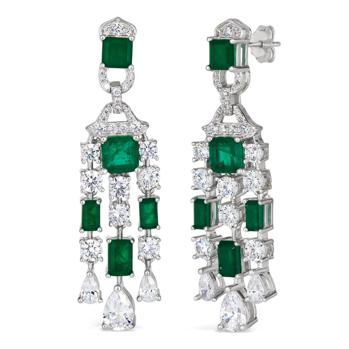 Red Carpet Worthy Chandelier Earrings by Kathy Hilton in Emerald