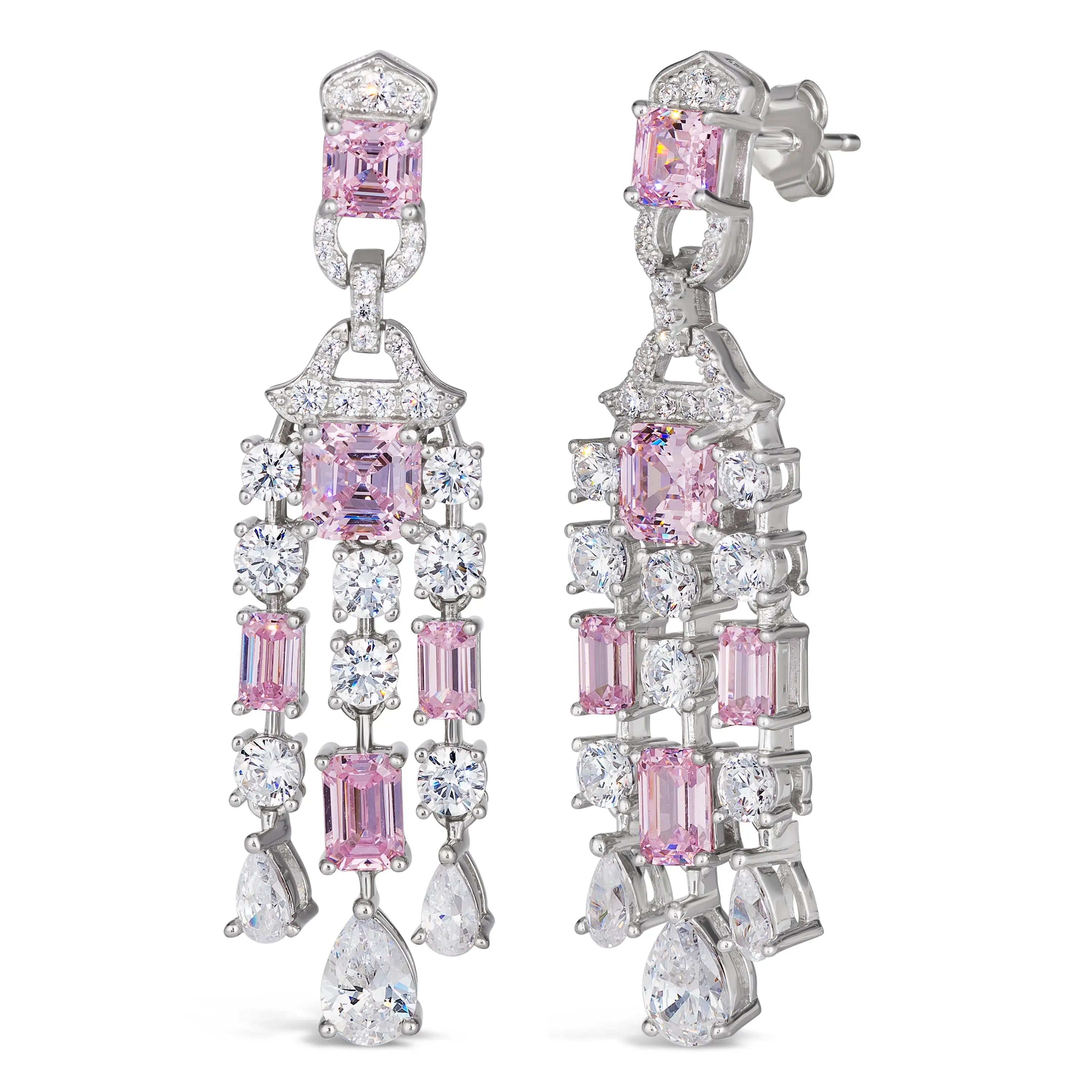 Red Carpet Worthy Chandelier Earrings in Argyle Pink