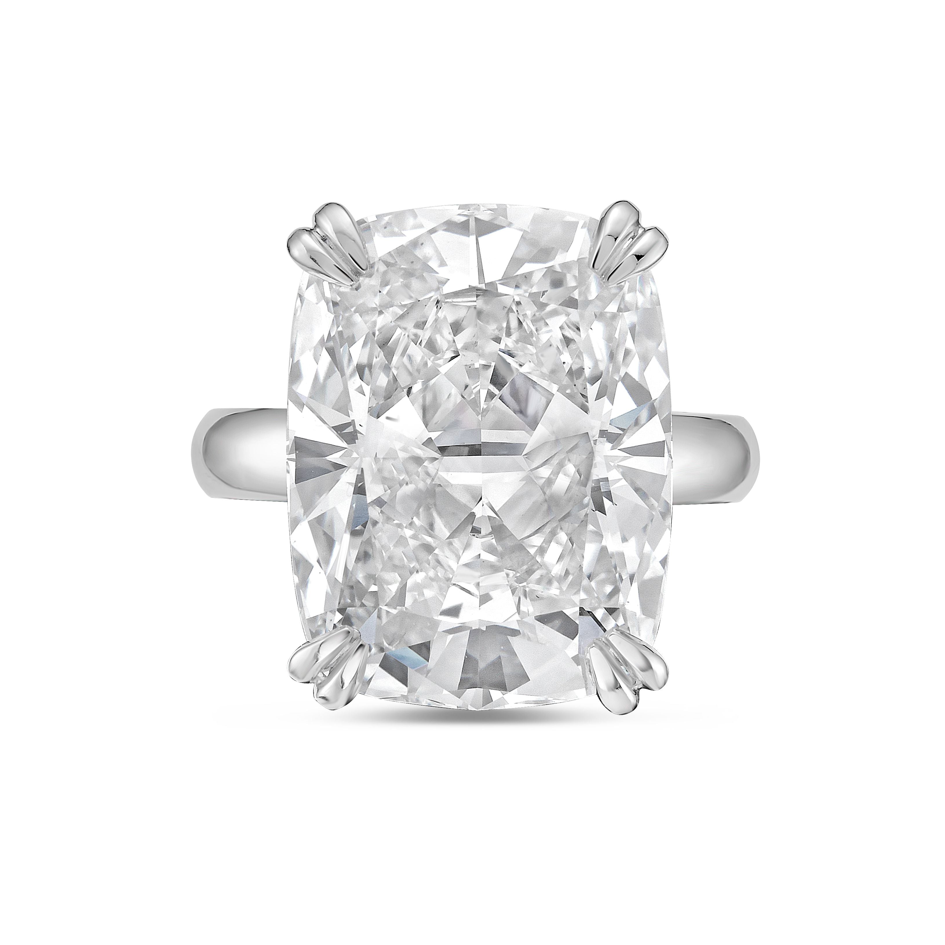 Lab-Grown Elongated Cushion Diamond Double Claw Engagement Ring, 14K Gold