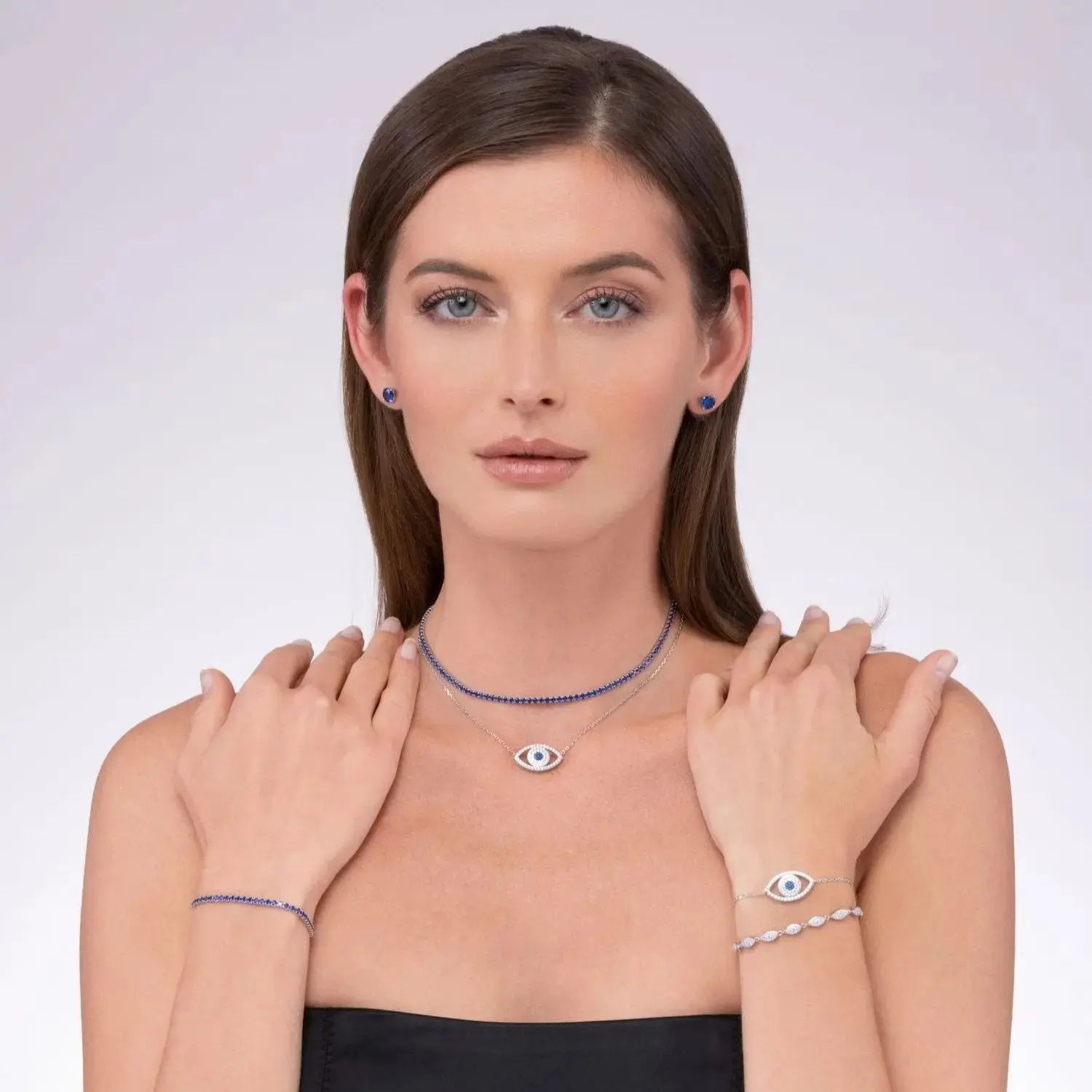 Rock Star 2 Carat Diamond Crystalline Studs in Blue Sapphire