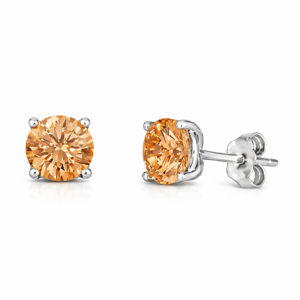 Rock Star 2 Carat Diamond Crystalline Studs in Champagne