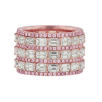 Rose Gold Emerald Cut & Pink Diamonds Eternity Band