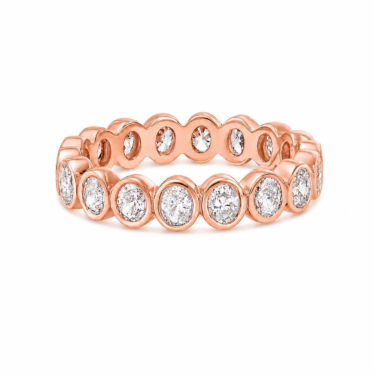 Lab Grown Petite Oval Bezel Eternity Band