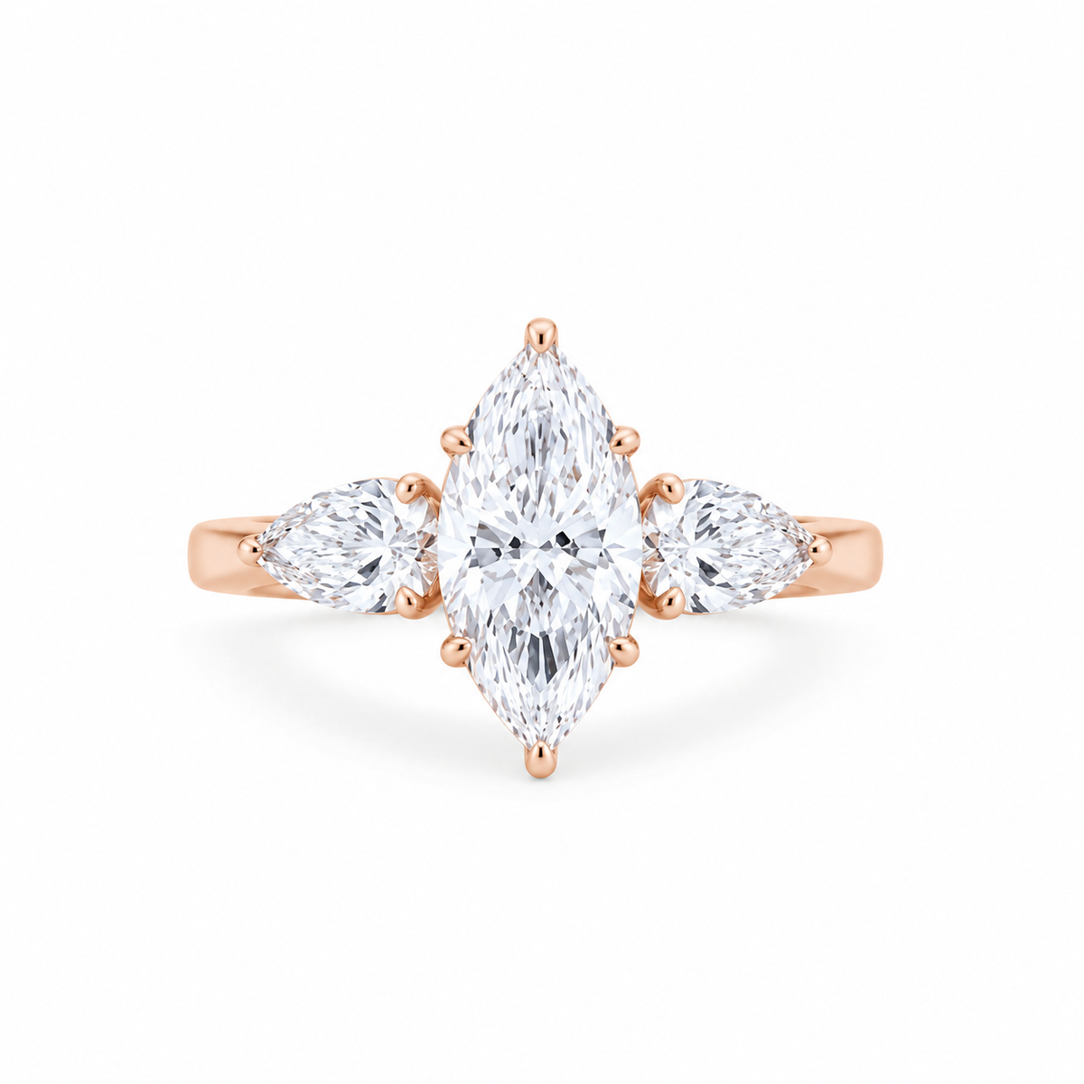 Lab-Grown Three Stone Marquise Diamond Engagement Ring
