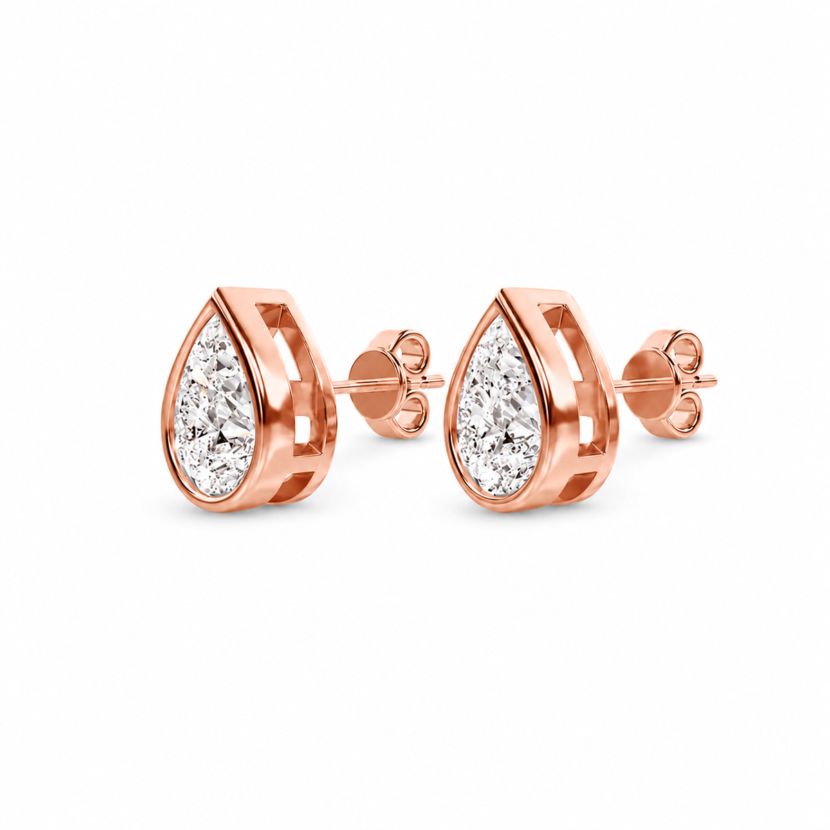 Lab Grown Pear Diamond Bezel Studs