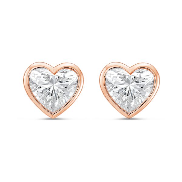 Lab Grown Heart Diamond Bezel Studs
