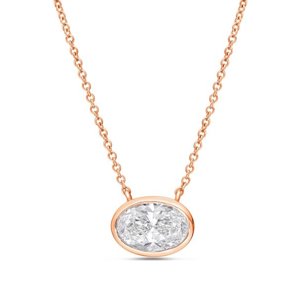 Lab Grown Oval Diamond Bezel Pendant