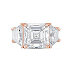 Lab-Grown Asscher Diamond Ring with Trapezoids, 18K Gold