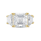 Lab-Grown Asscher Diamond Ring with Trapezoids, 18K Gold