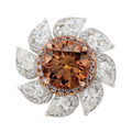 Brown Diamond Ring with Pink & White Pear Diamonds