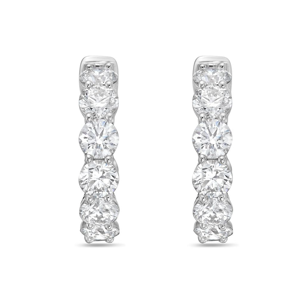Lab Grown Round Diamond Hoop Earrings - 0.75"