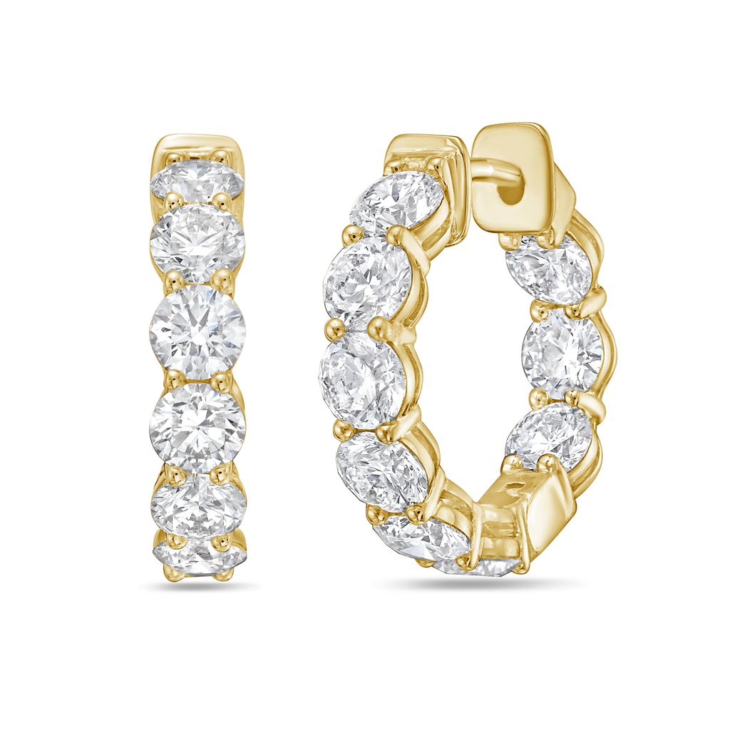 Lab Grown Round Diamond Hoop Earrings - 0.75"