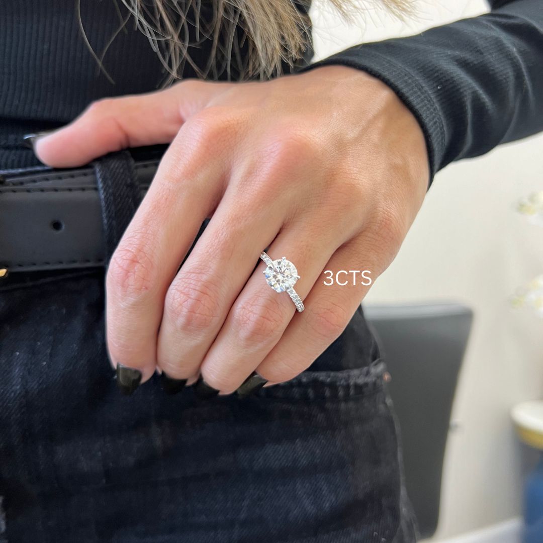 Lab-Grown Round Pave Diamond Engagement Ring