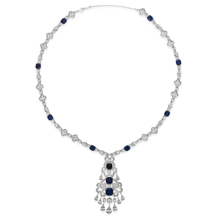 Royal Opulence Crystalline Necklace Blue Sapphire