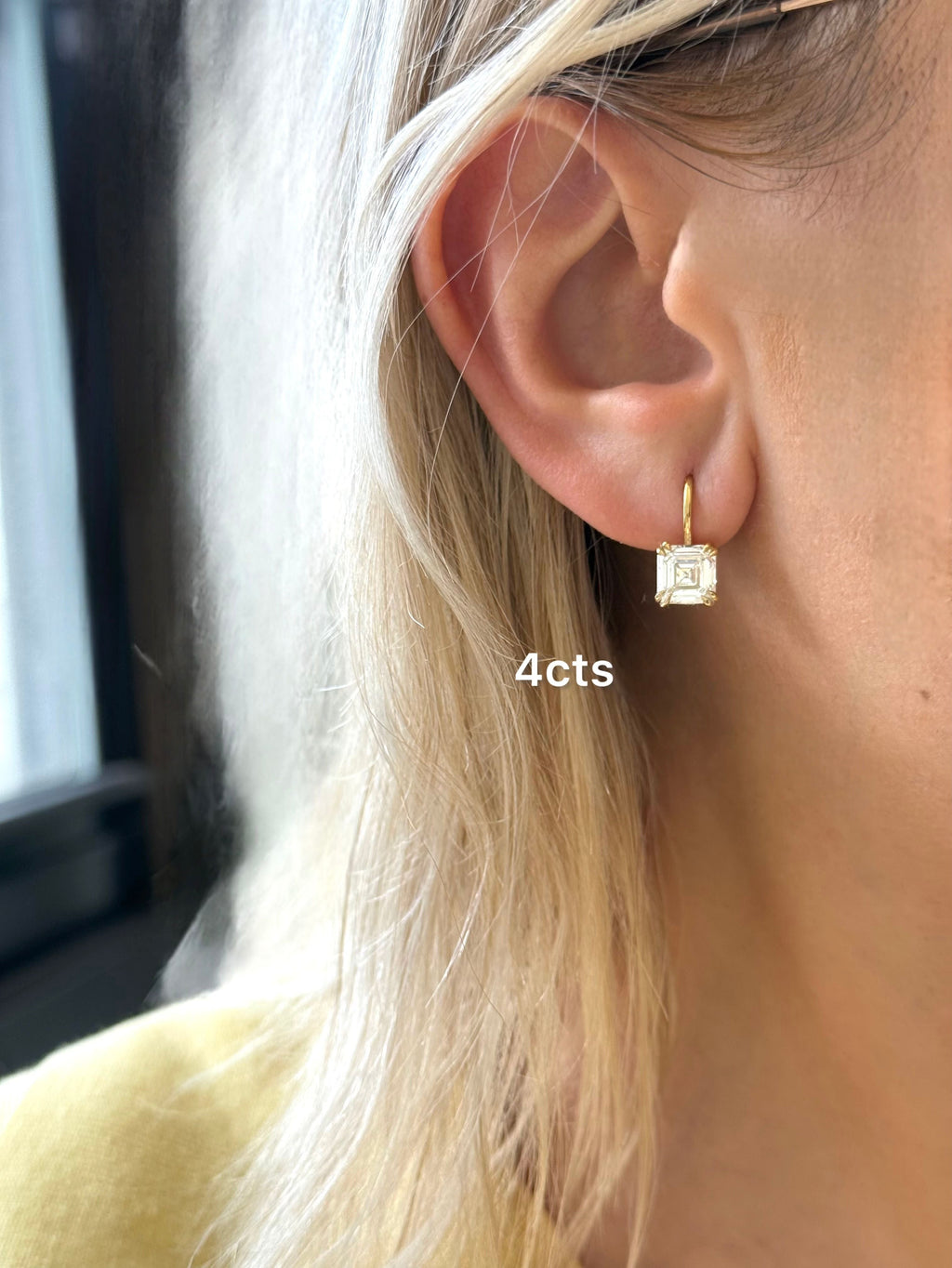 Lab-Grown Asscher Cut Diamond Drop Earrings, 14K Gold