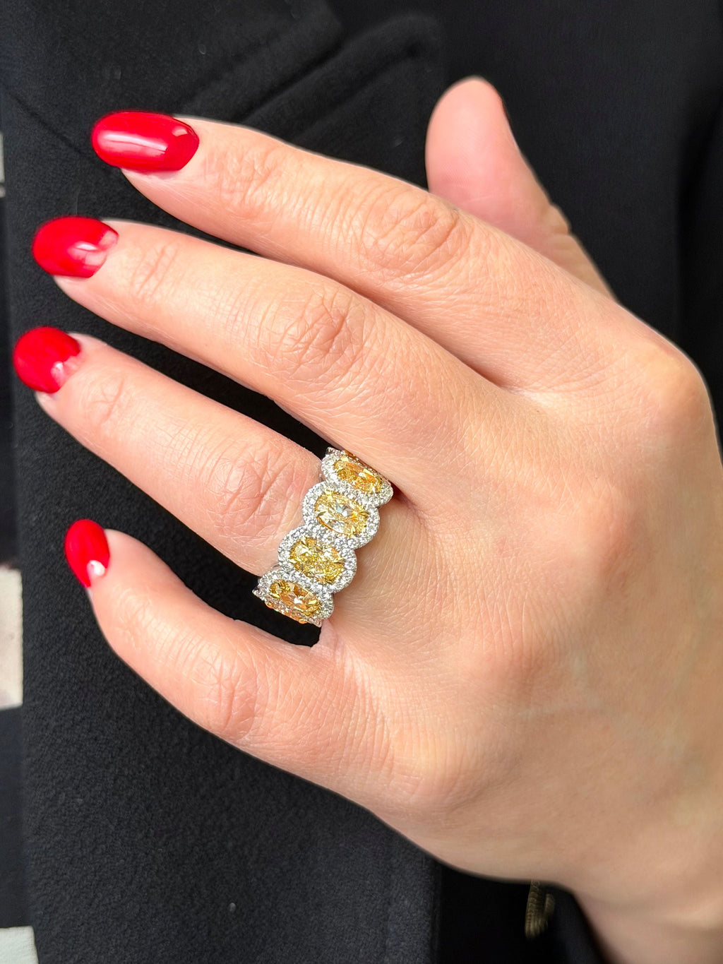 Two Tone Gold Yellow Oval Diamond Eternity Band