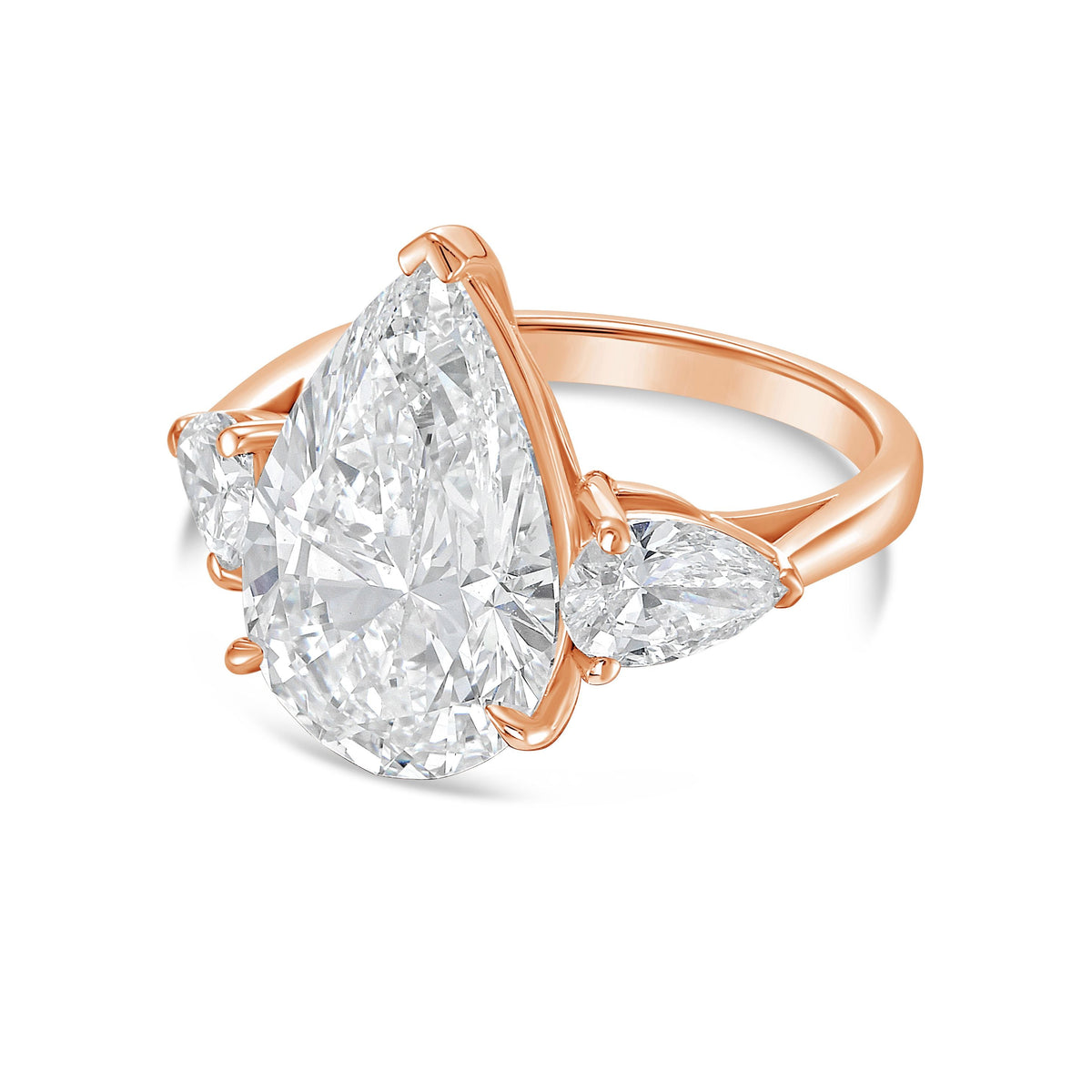 Lab-Grown Three Pear Diamond Ring