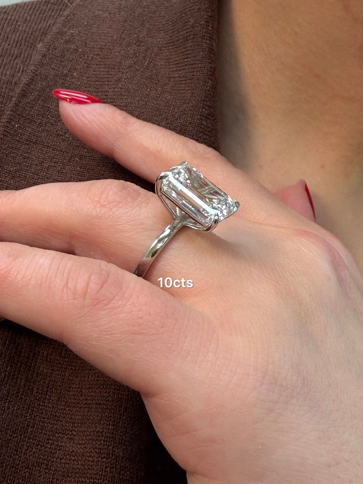 Lab-Grown Emerald-Cut Diamond Solitaire Ring
