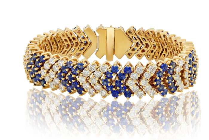 Diamond Sapphire V-Shaped Bracelet