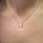 Lab-Grown Oval Diamond Solitaire Pendant Necklace, 4-Prong