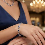 18K White Gold Sapphire And Diamond Link Bracelet