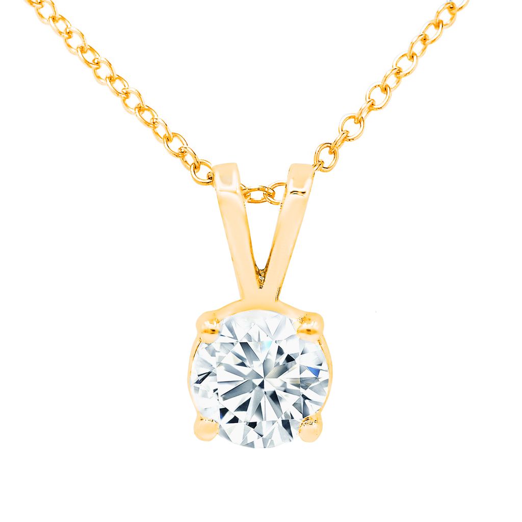 Lab Grown Rabbit Ear Round Diamond Solitaire Pendant