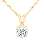 Lab Grown Rabbit Ear Round Diamond Solitaire Pendant