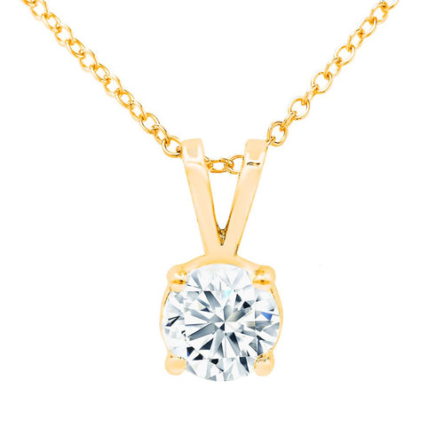 Lab Grown Rabbit Ear Round Diamond Solitaire Pendant