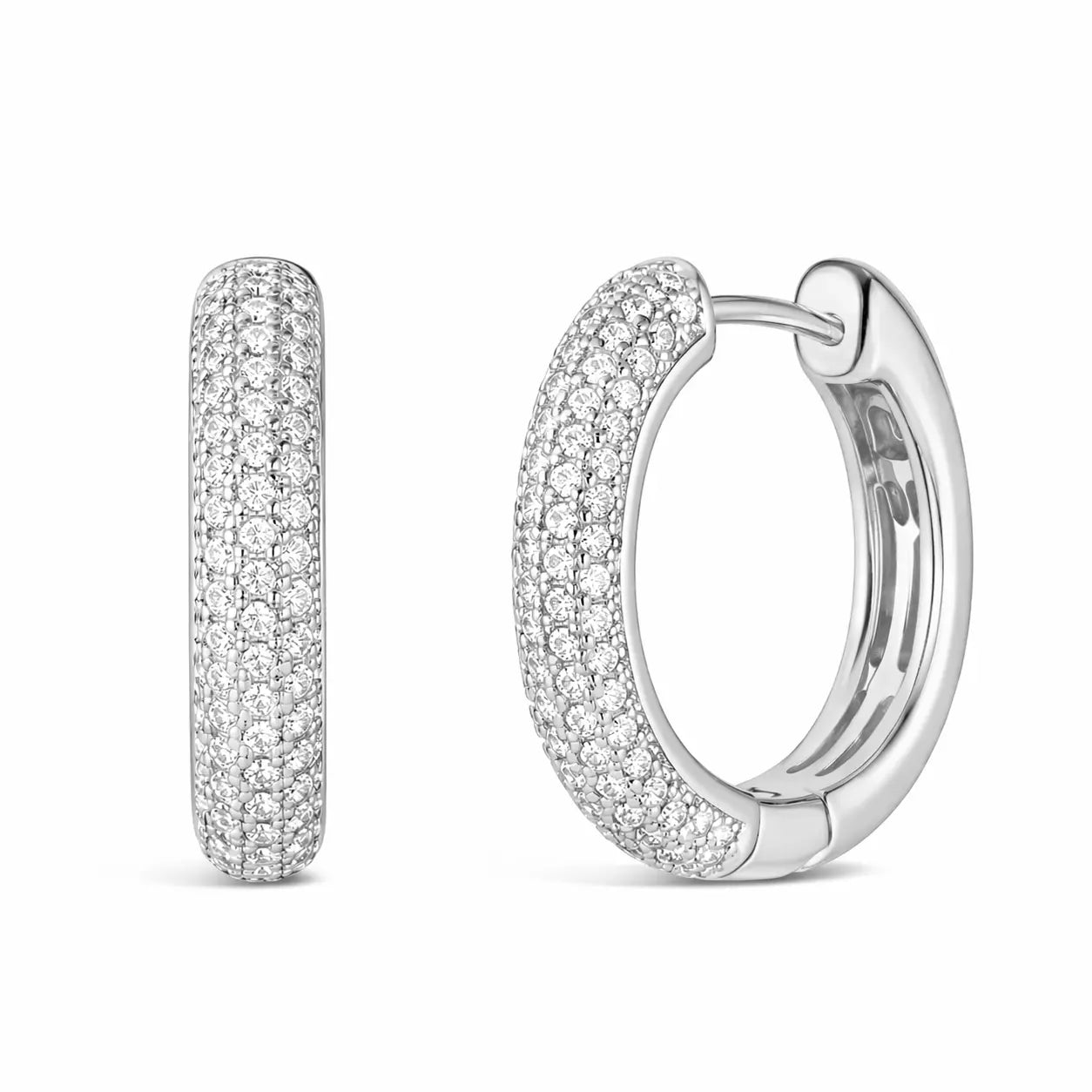 Sexy Pave Huggies by Thalia In Platinum