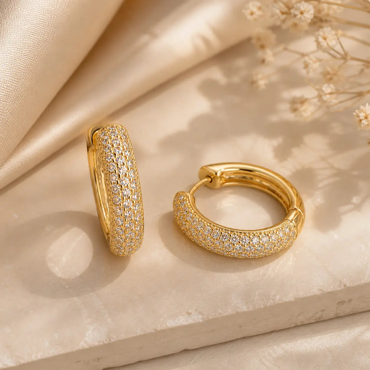 Sexy Pave Huggies by Thalia In Gold