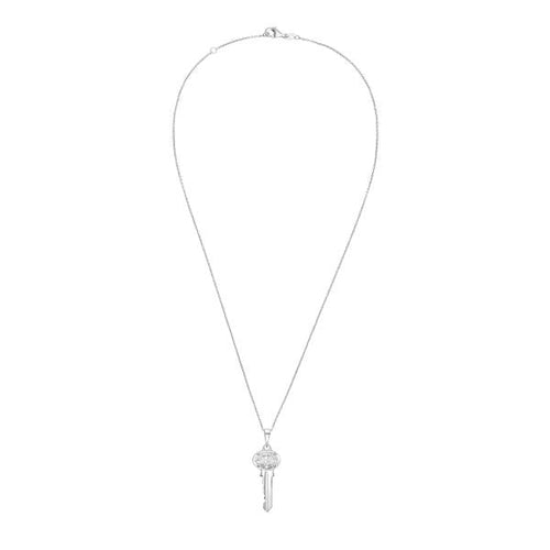 Lab-Grown Oval Diamond Accent Key Pendant