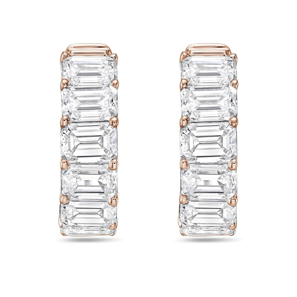 Lab Grown Emerald Diamond Hoop Earrings - 0.75"