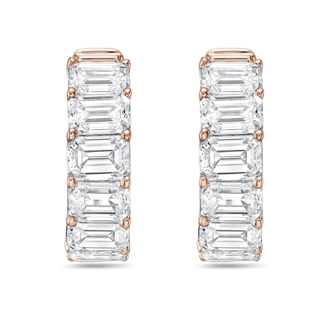 Lab Grown Emerald Diamond Hoop Earrings - 0.75"