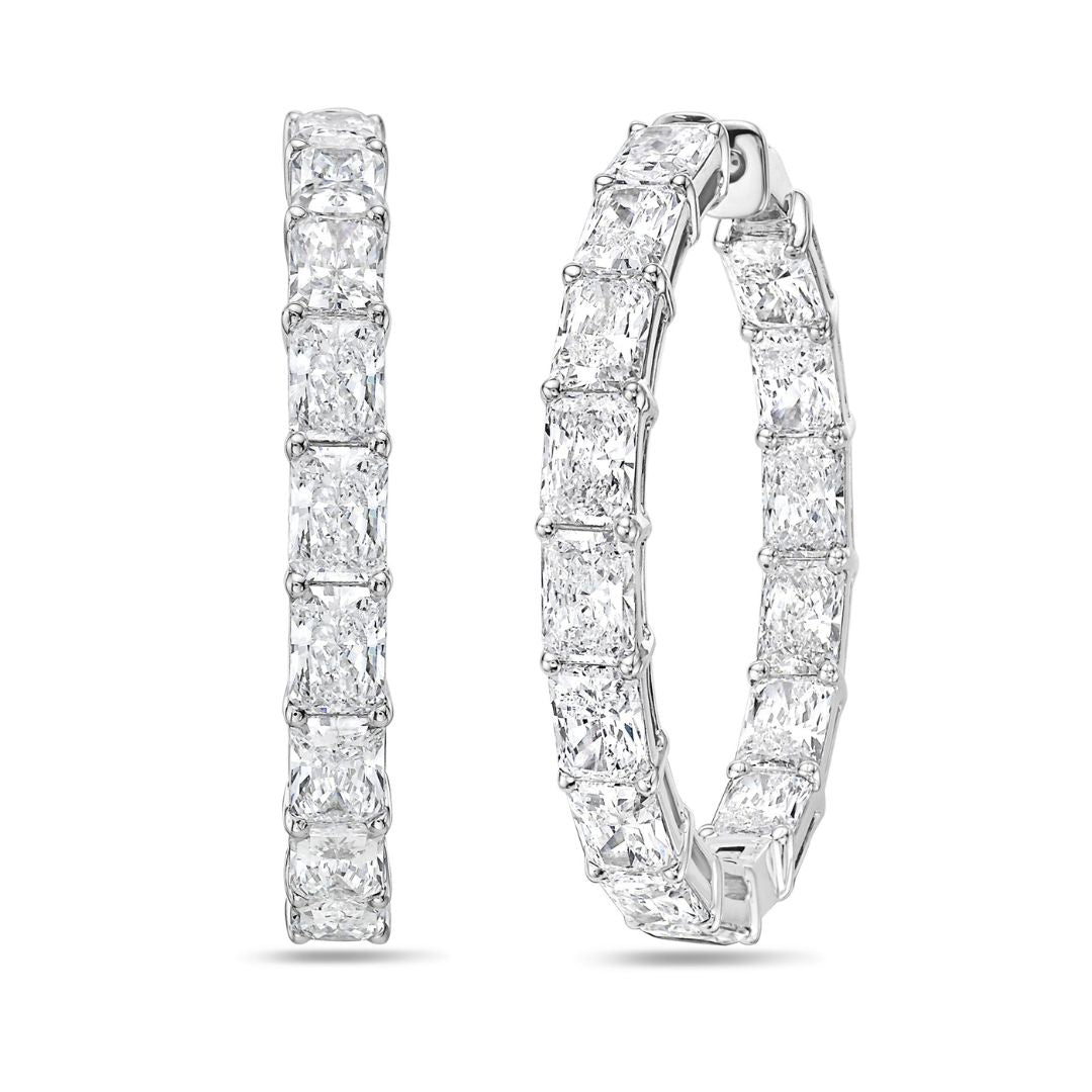 Lab Grown Radiant Diamond Hoop Earrings - 1.50"