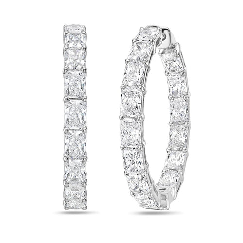 Lab Grown Radiant Diamond Hoop Earrings - 1.50"