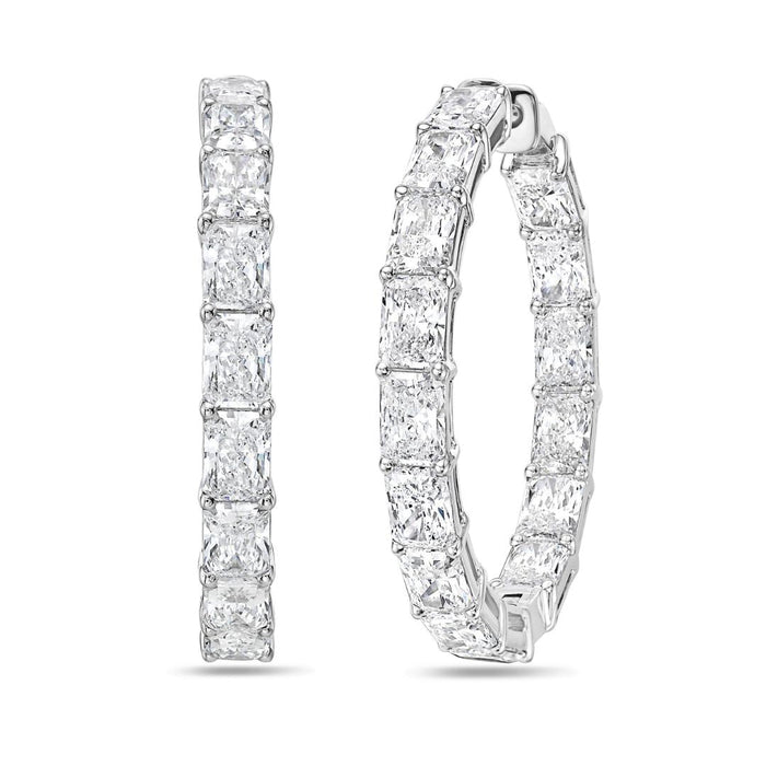 Lab Grown Radiant Diamond Hoop Earrings - 1.50