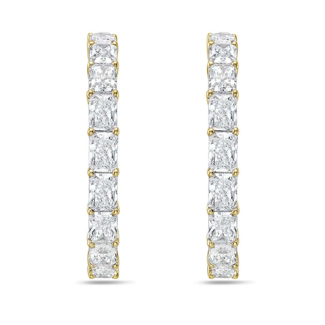 Lab Grown Radiant Diamond Hoop Earrings - 1.50"