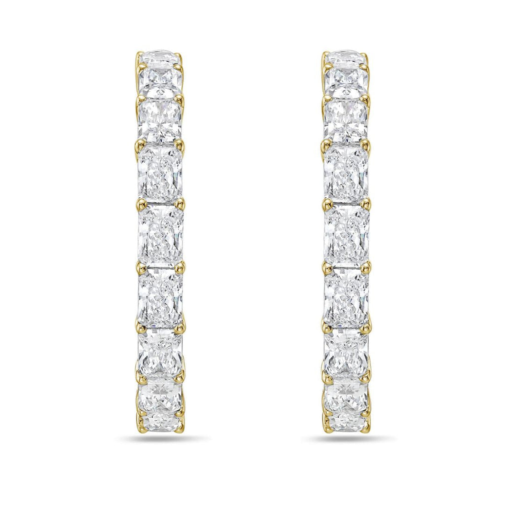 Lab Grown Radiant Diamond Hoop Earrings - 1.50"