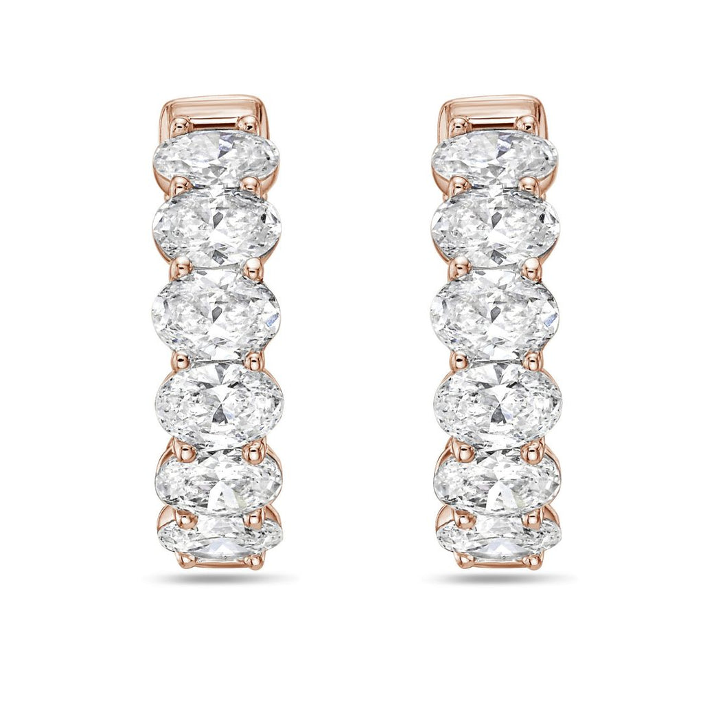 Lab Grown Oval Diamond Hoop Earrings - 0.75"