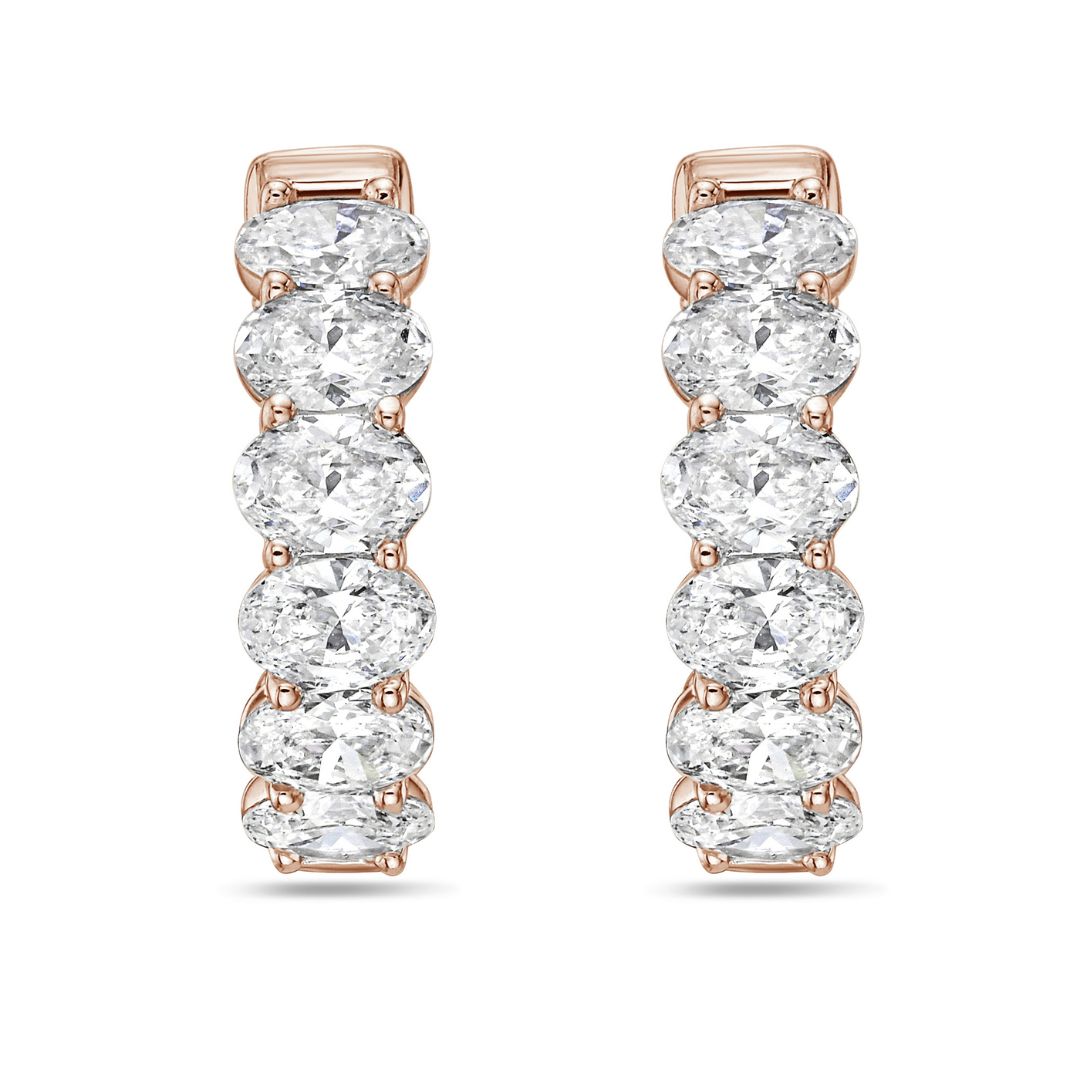 Lab Grown Oval Diamond Hoop Earrings - 0.75"
