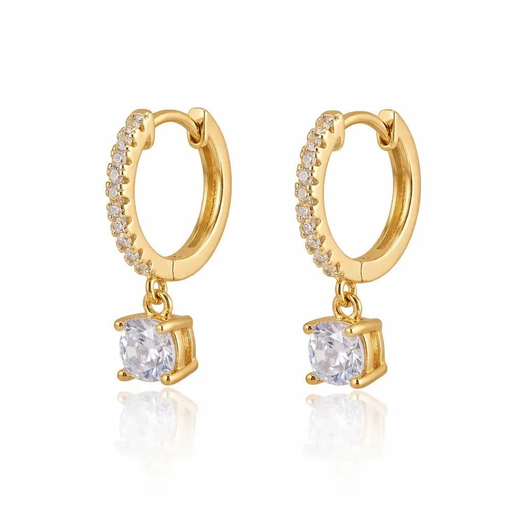 Sofia Drop Huggies In Yellow Gold