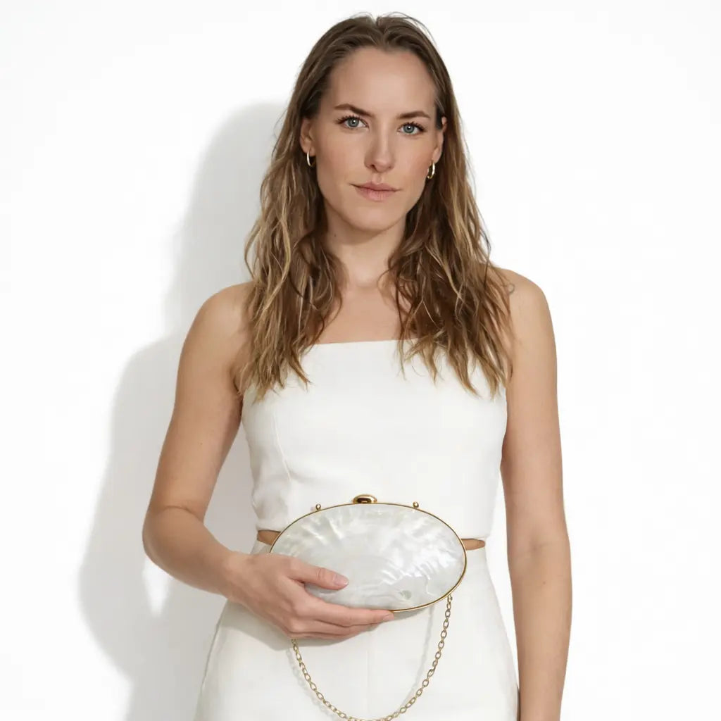 Sun-Kissed Shell Clutch