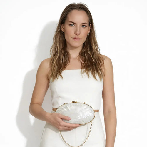 Sun-Kissed Shell Clutch